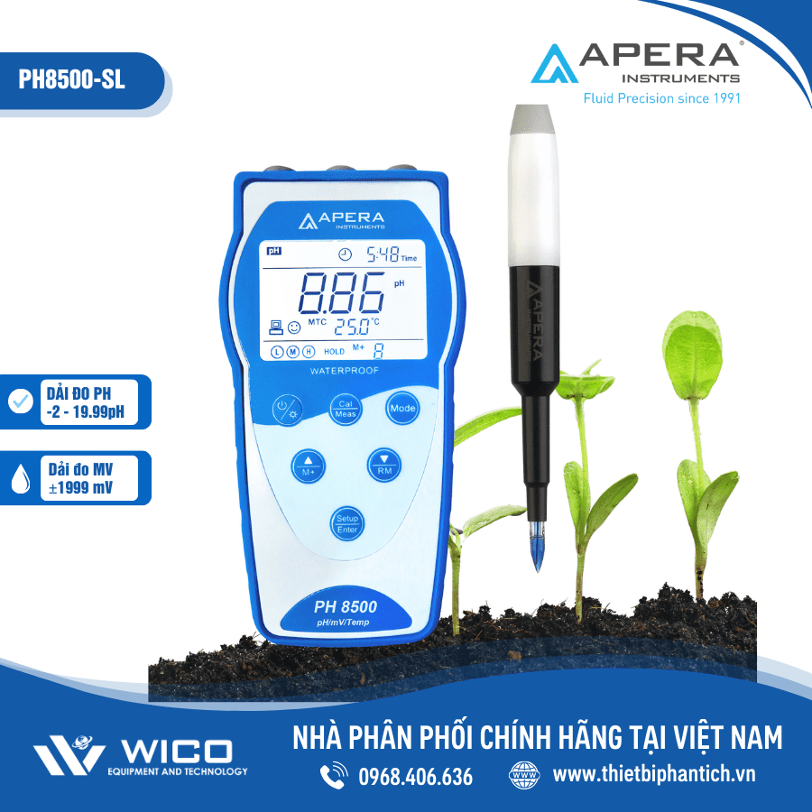 Máy đo pH/mV/nhiệt độ cầm tay trong đất Apera - Mỹ PH8500-SL