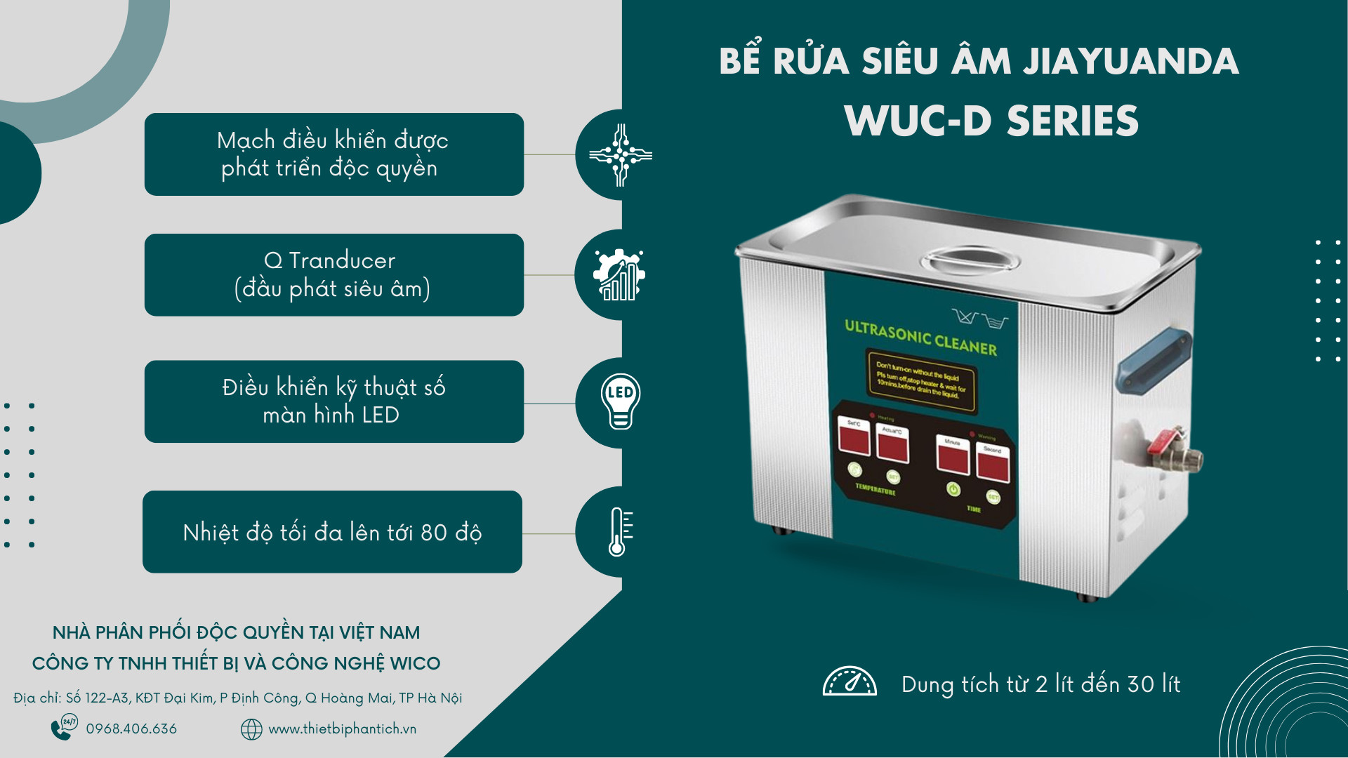 Tính năng nổi bật Bể rửa siêu âm WUC-D Series