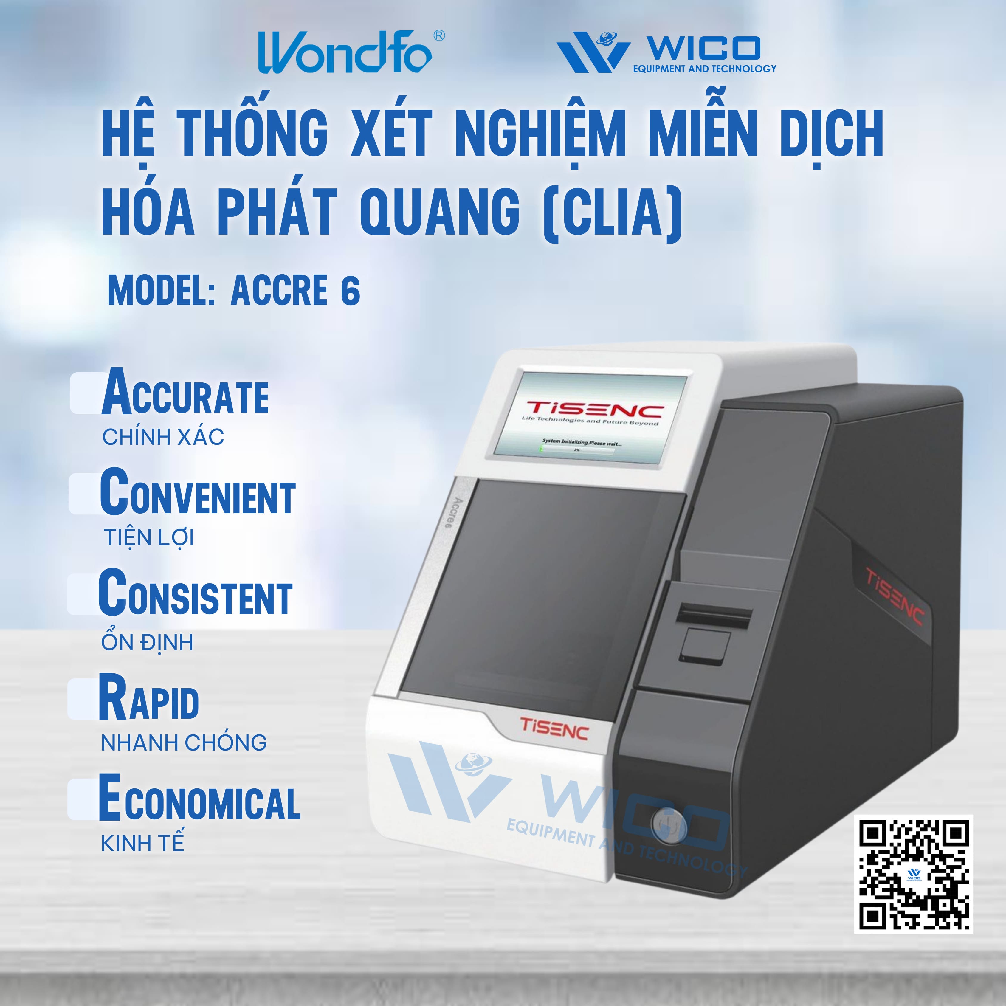 Hệ Thống Xét Nghiệm Miễn Dịch Hóa Phát Quang Wondfo ACCRE-6