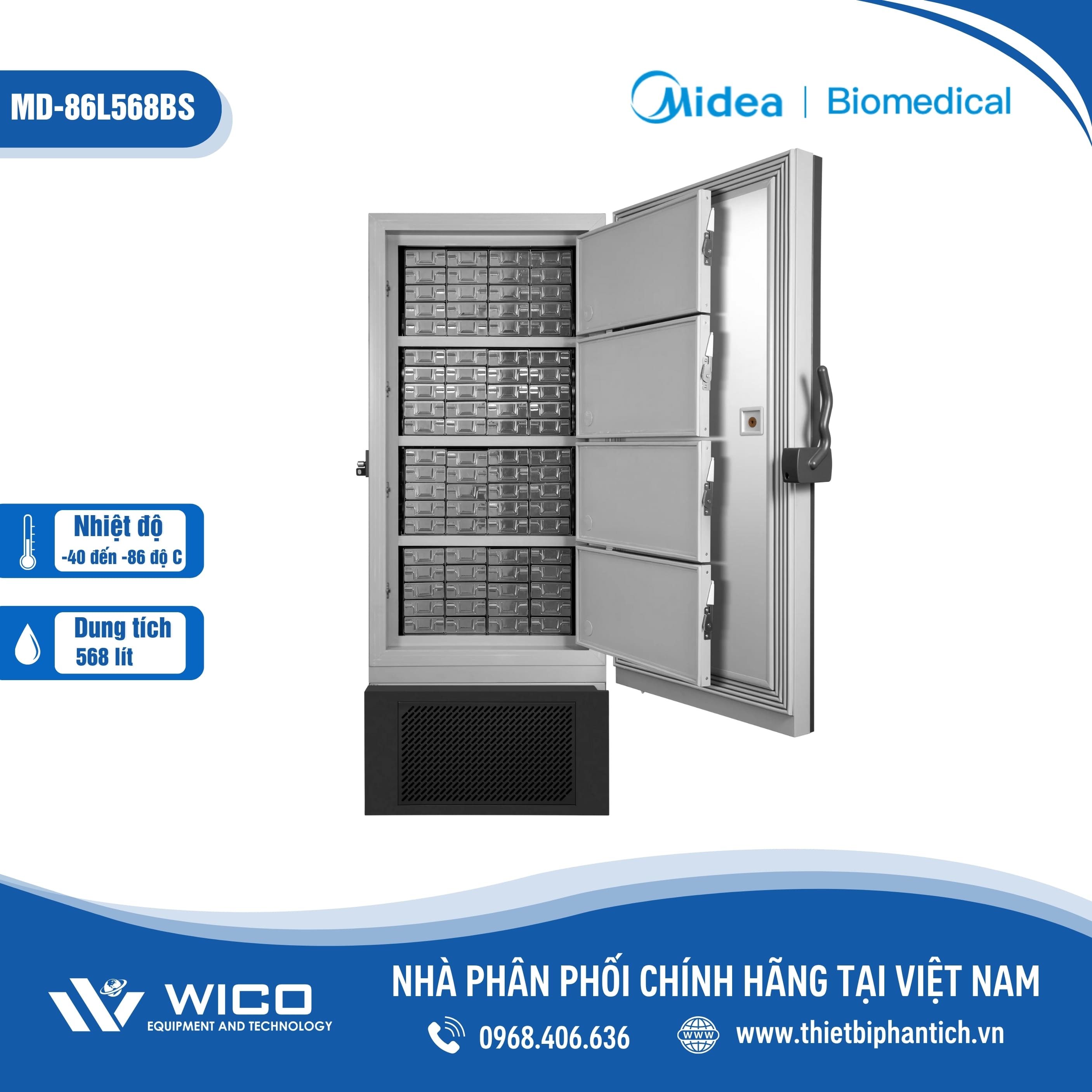 Tủ Lạnh Âm Sâu -86 Độ C Midea MD-86L708BS | 708 Lít