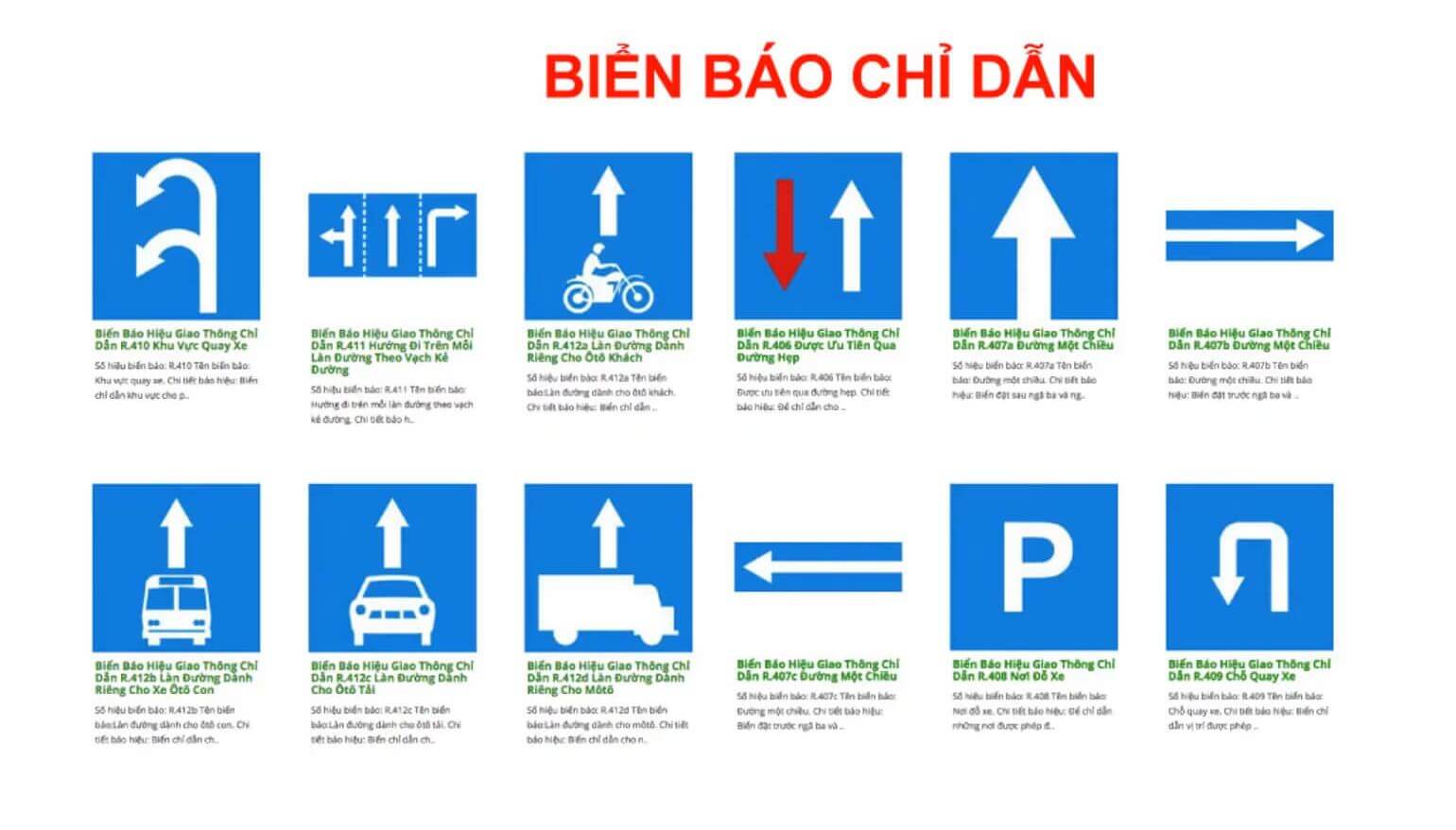 Ý nghĩa và đặc điểm của biển báo chỉ dẫn là gì?