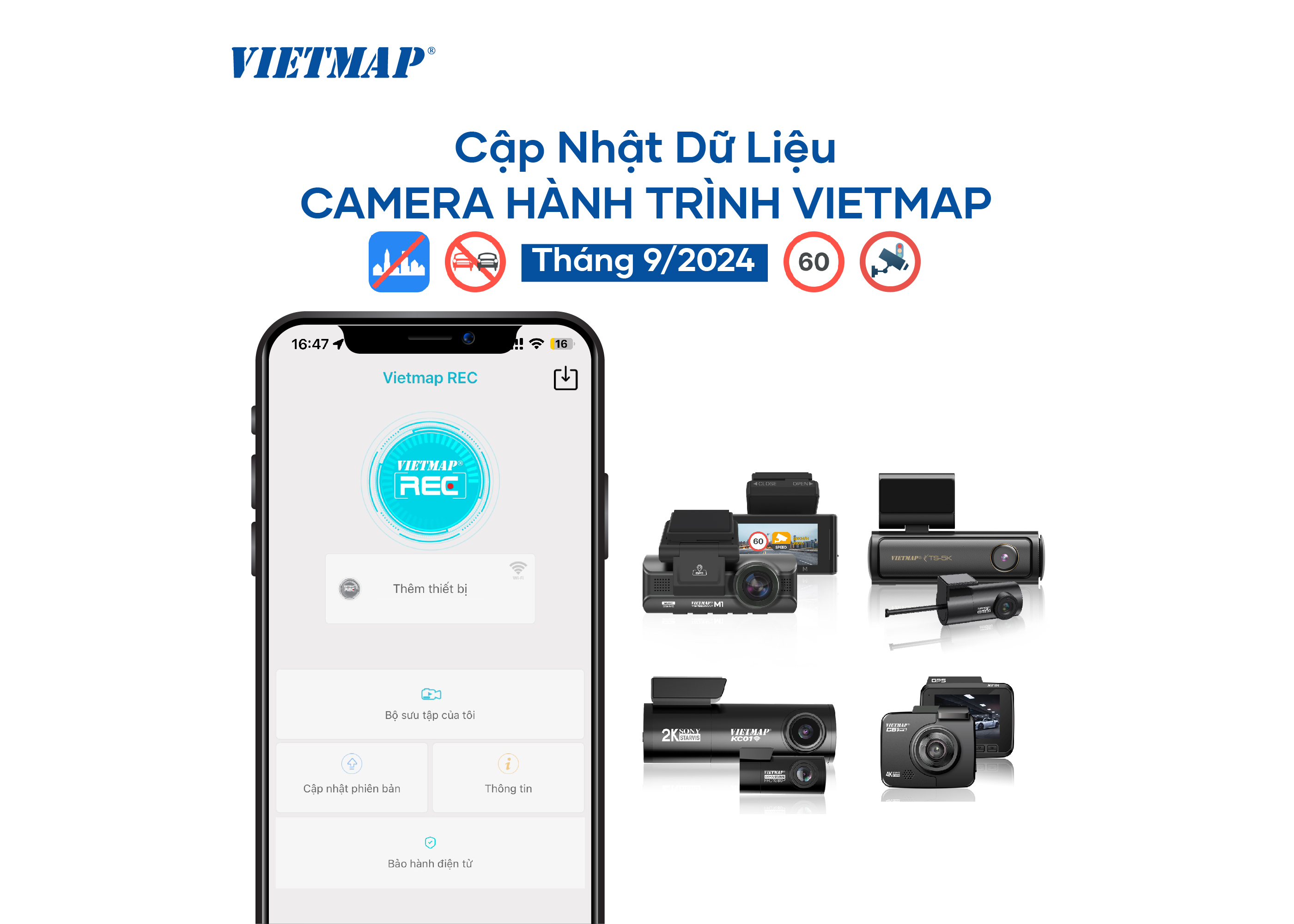 Vietmap cập nhật dữ liệu camera hành trình tháng 9/2024