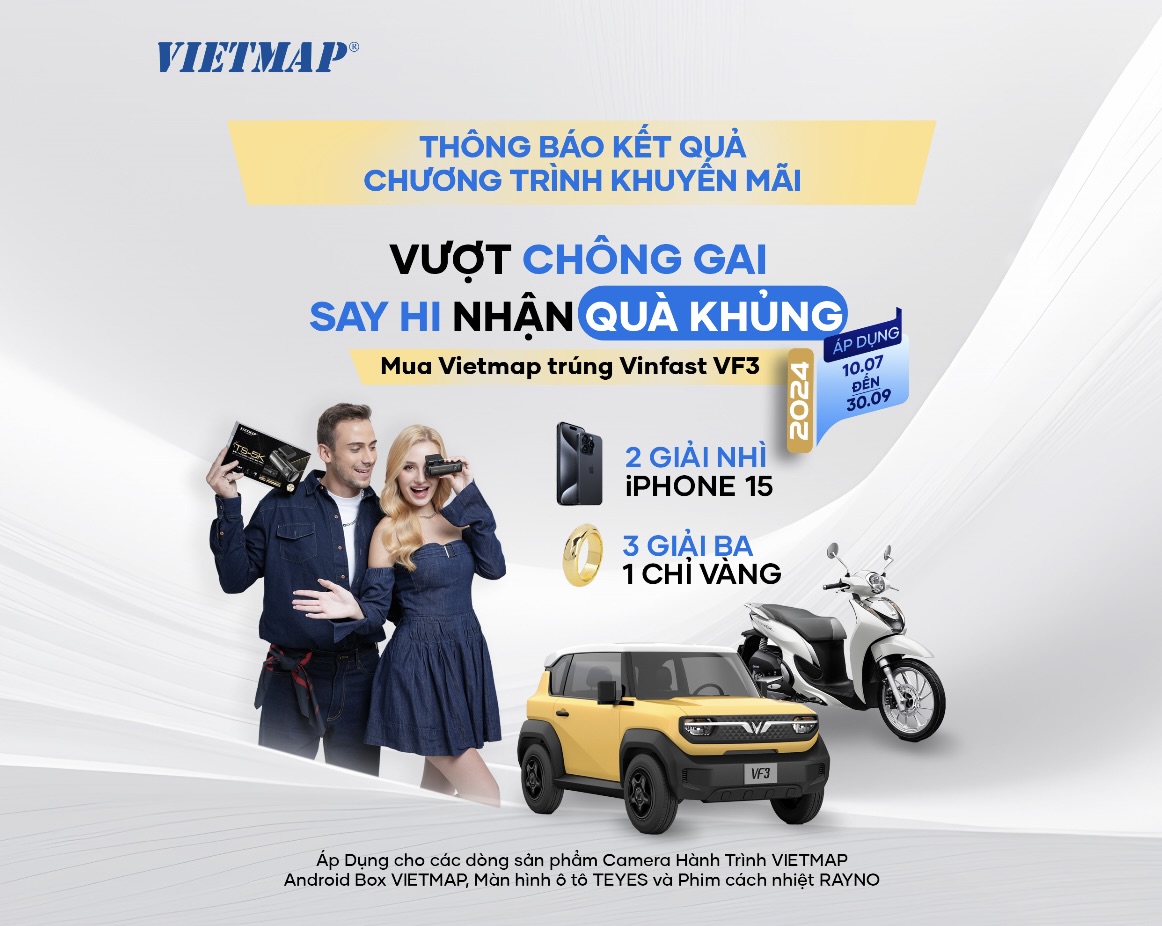 Vietmap thông báo kết quả khách hàng trúng thưởng chương trình khuyến mãi “Vượt ngàn chông gai – Say hi nhận quà khủng” 