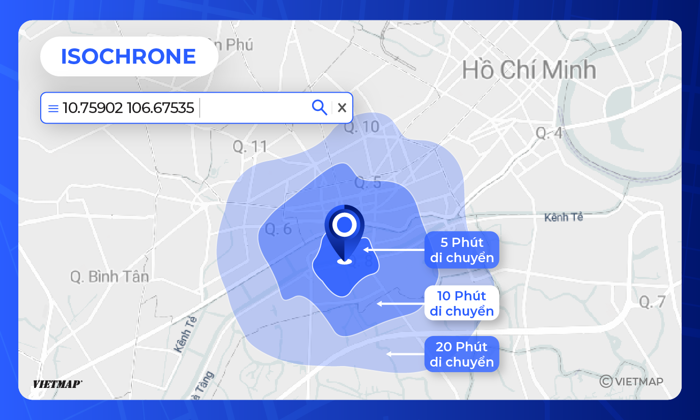 Isochrone – Dịch vụ xác định vùng tiếp cận