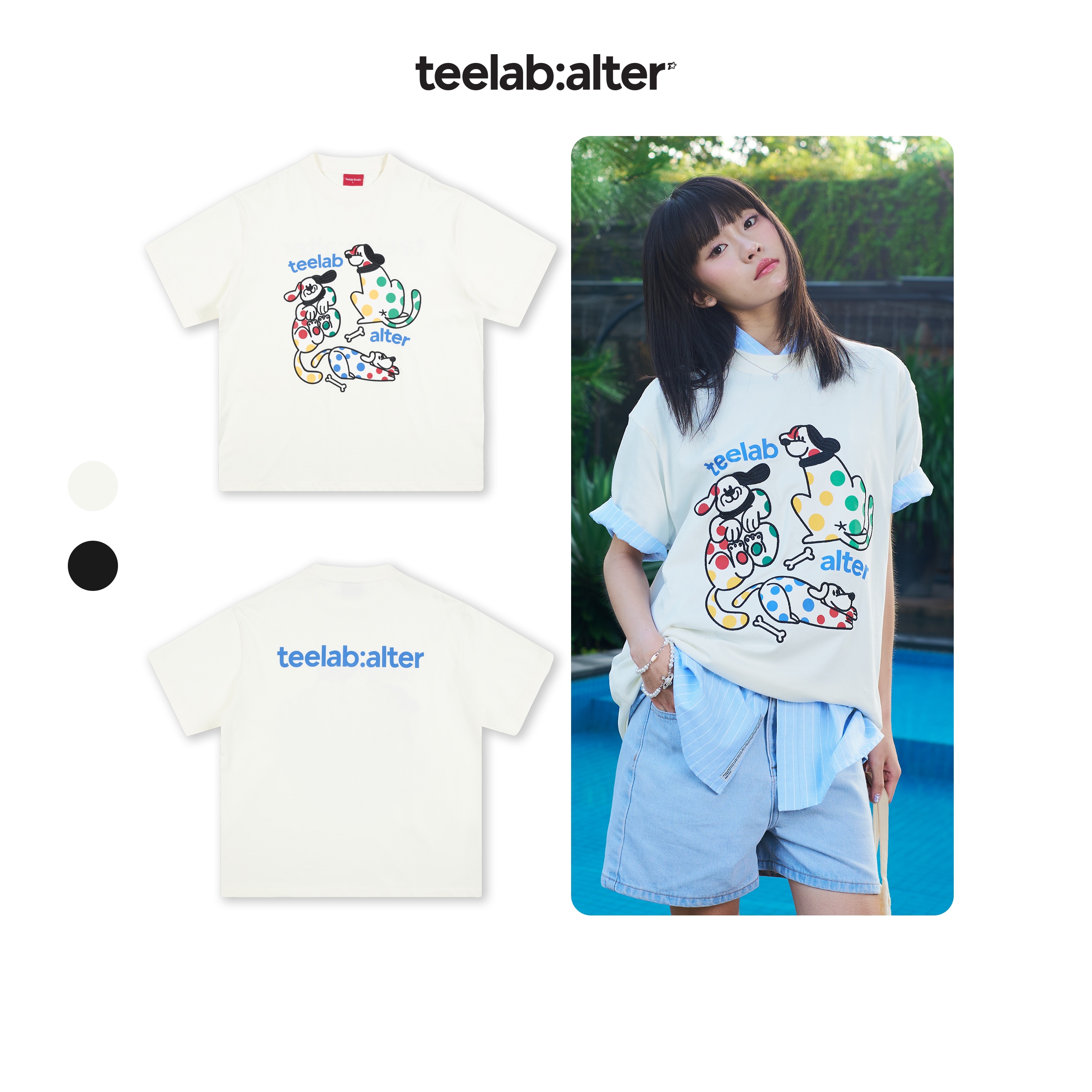 Áo Thun Local Brand Unisex Teelab Polka Đốm TS332