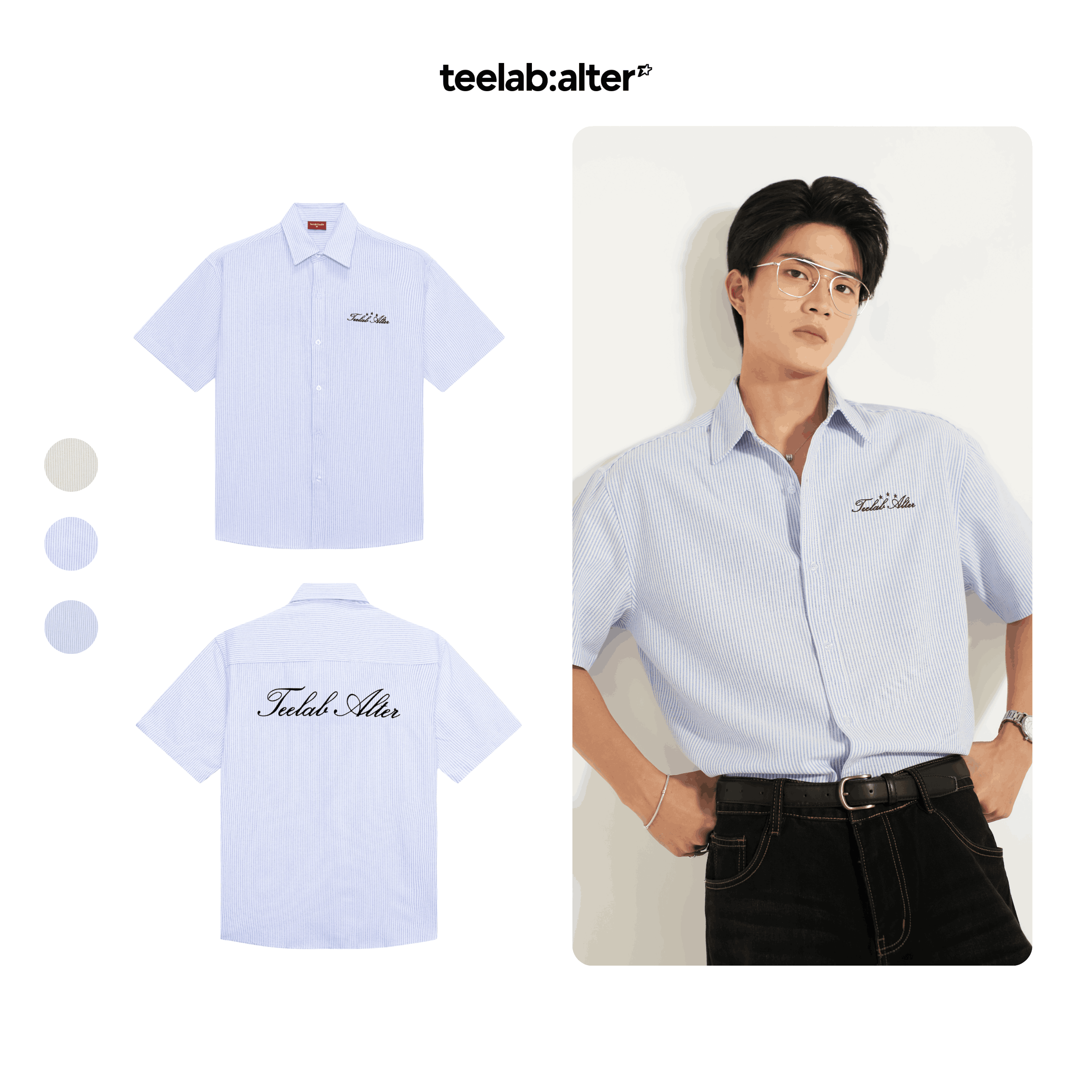 Áo Sơ Mi Cộc Tay Local Brand Unisex Teelab Stars Shirt SS081