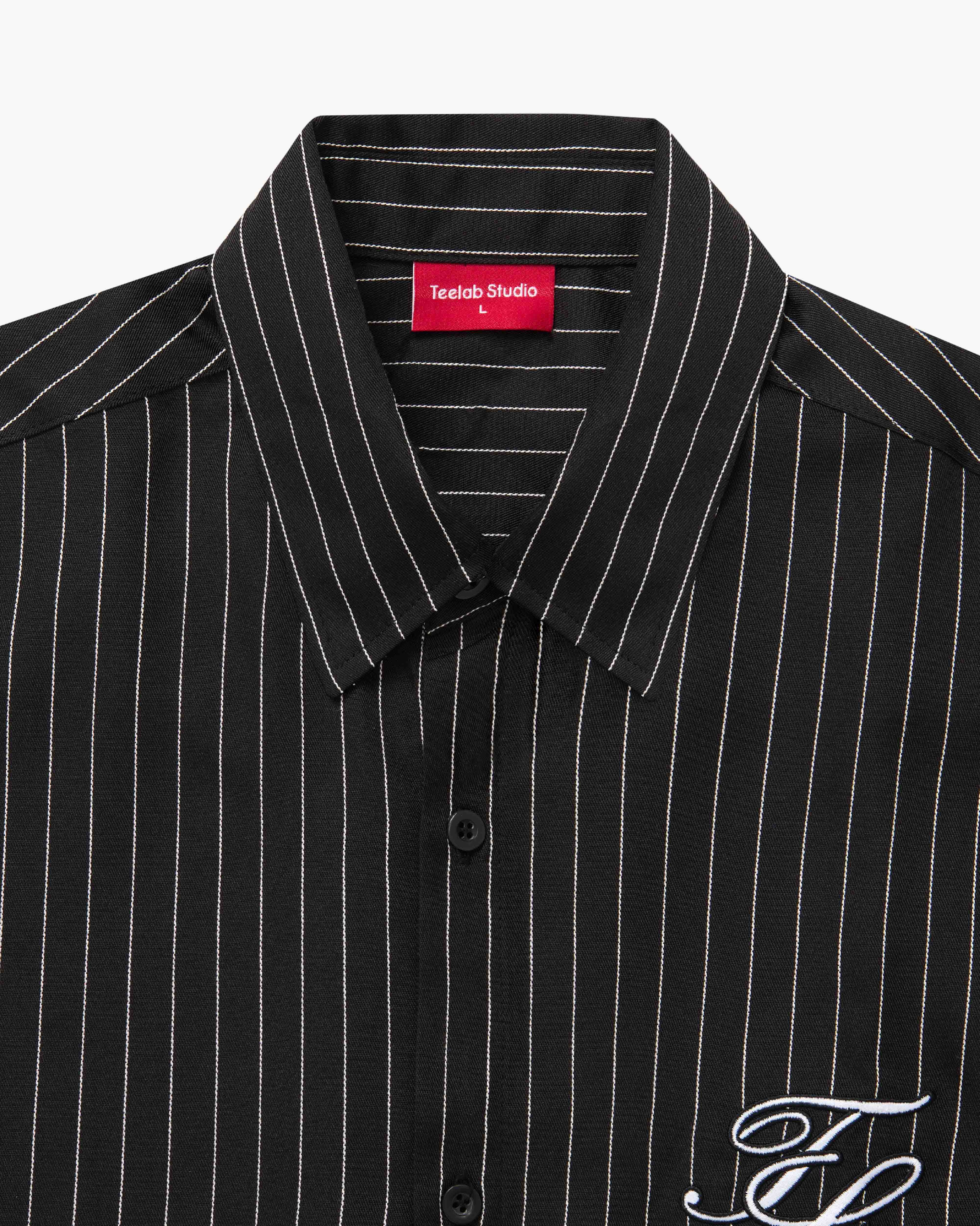 Áo Sơ Mi Cộc Tay Local Brand Unisex Teelab Striped Boxy Shirt SS083