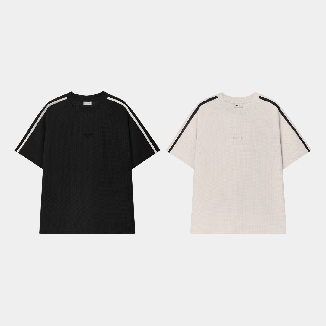 Áo Thun Waffle Teelab Local Brand Unisex Stripe Lines Shoulder TS166