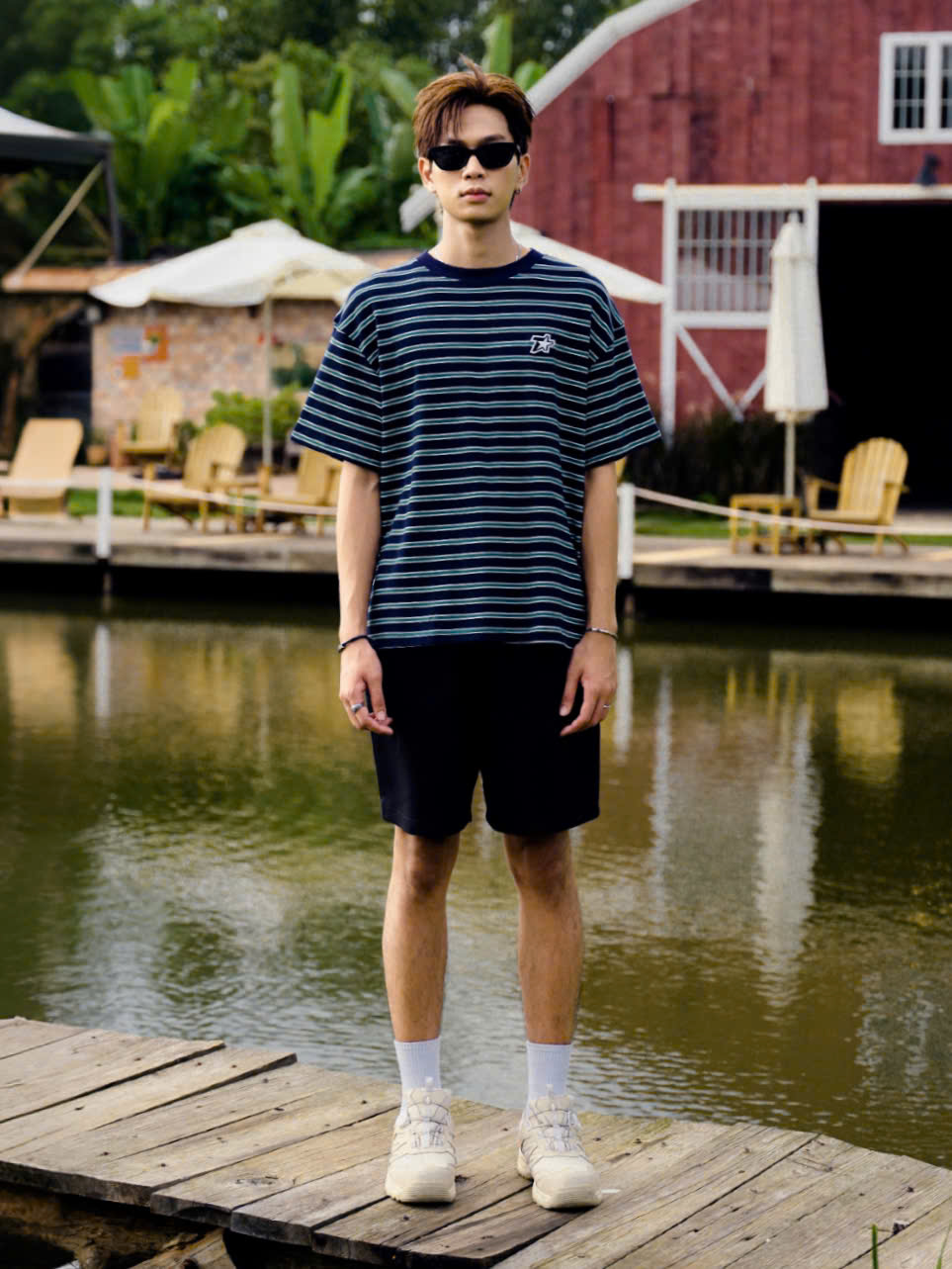 Áo Thun Local Brand Unisex Teelab Striped Xanh Lá Tshirt TS339
