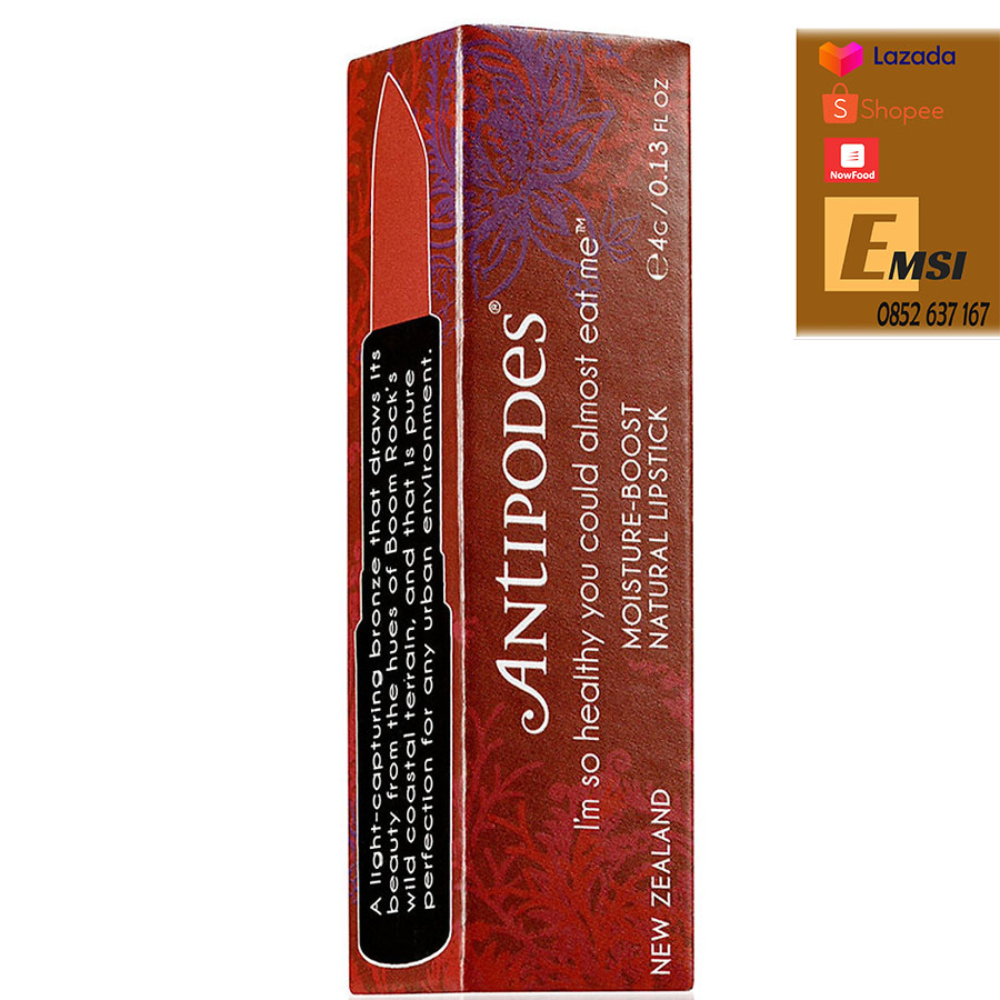 Antipodes Son Môi Thiên Nhiên Màu #4 Nâu Đất Antipodes Lipstick Boom Rock  Bronze 130 4G