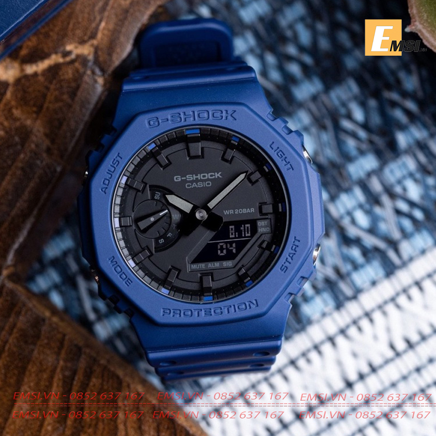 GA-2100-2A Đồng Hồ Casio G-Shock Nam Dây Nhựa Màu Xanh