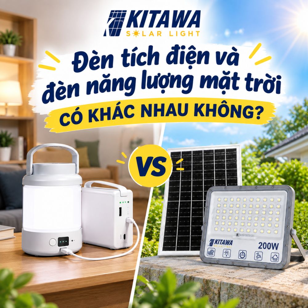 Đèn tích điện và đèn năng lượng mặt trời khác nhau ở đâu?