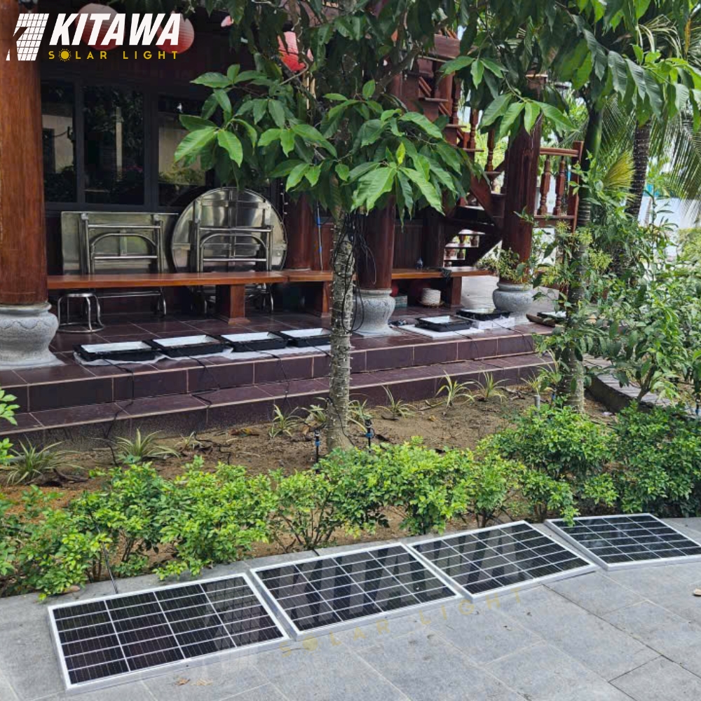 KITAWA lắp đặt đèn pha năng lượng mặt trời cho biệt thự sân vườn Thảo Điền