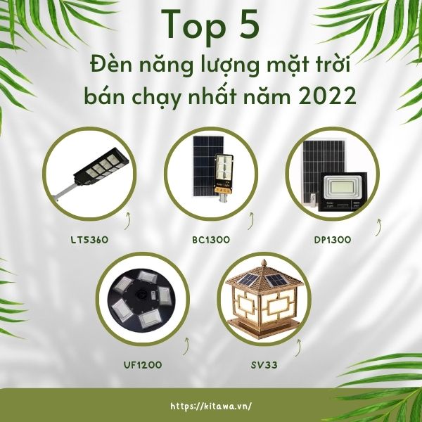 Top 5 đèn năng lượng mặt trời bán chạy nhất năm 2022