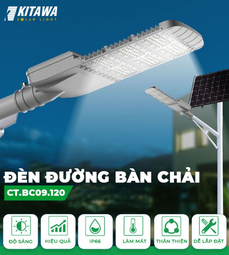 Đèn bàn chải công trình năng lượng mặt trời 120W CT.BC09.120