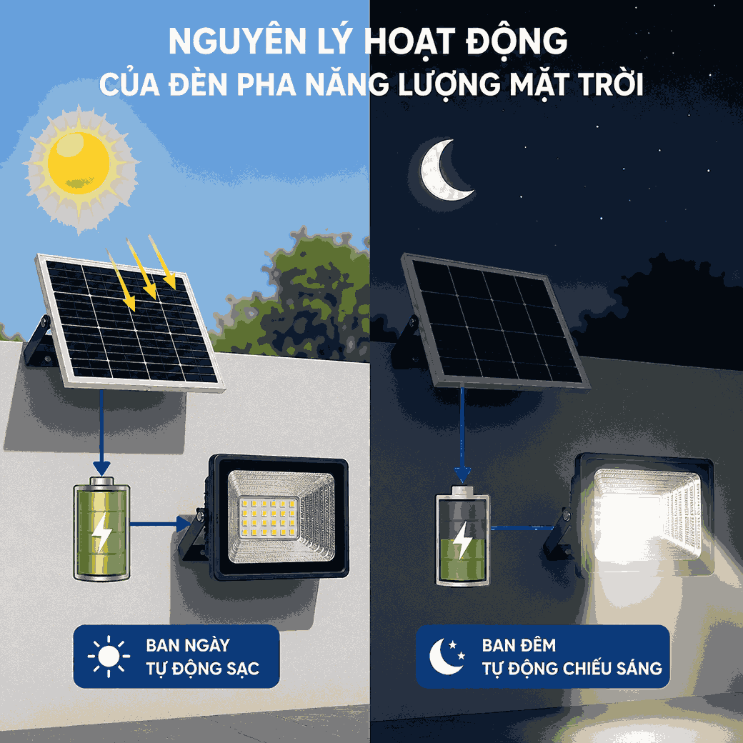Các thành phần chính của đèn pha năng lượng mặt trời 
