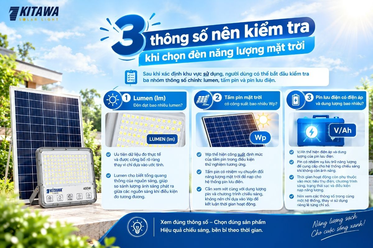 Ba thông số cần kiểm tra khi mua đèn năng lượng