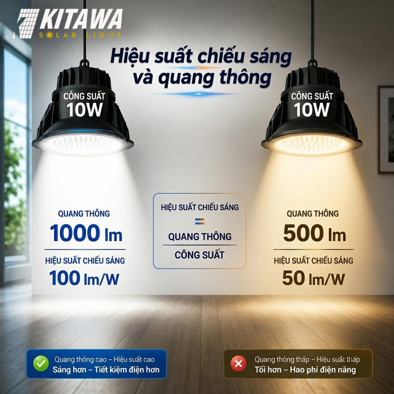 Chọn đèn có lumen cao để đèn sáng hơn và tiết kiệm điện hơn 
