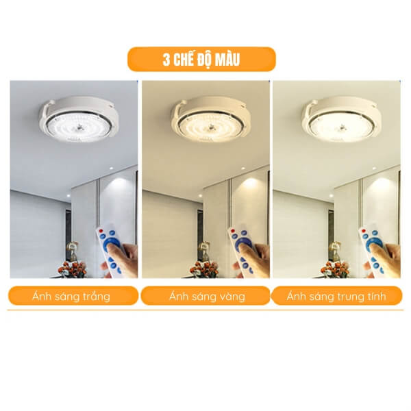 Đèn ốp trần năng lượng mặt trời 300W được trang bị 3 chế độ màu