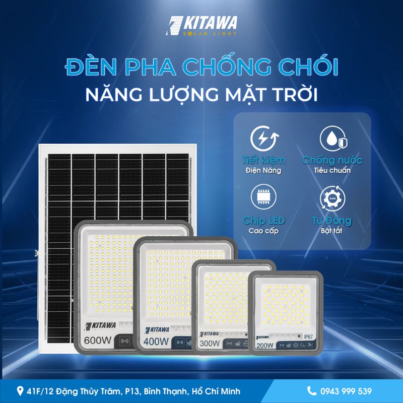 đèn pha chống chói năng lượng mặt trời 200w