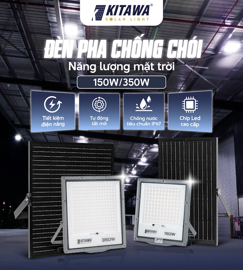 đèn pha chống chói năng lượng mặt trời 350w