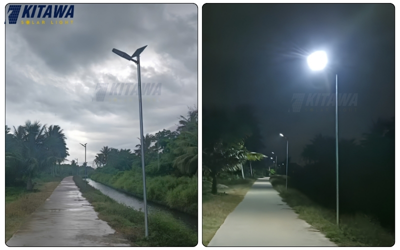 Độ sáng thực tế sau khi KITAWA thi công đèn năng lượng mặt trời tại Cần Thơ