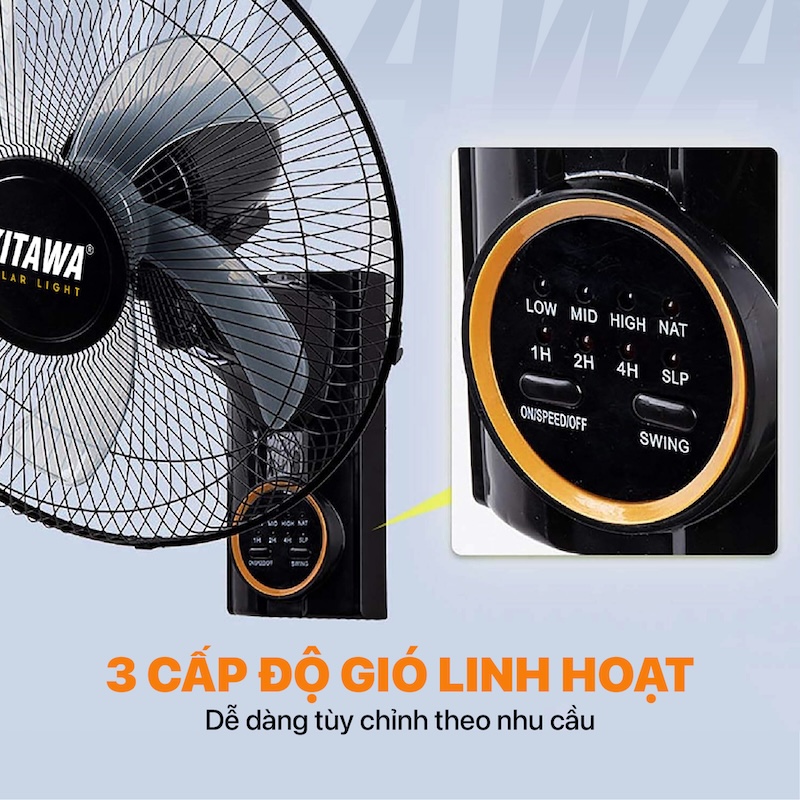 quạt treo tường năng lượng mặt trời 20W