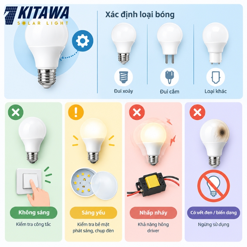 Phân biệt lỗi ở bóng LED tròn để xác định cách xử lý phù hợp 