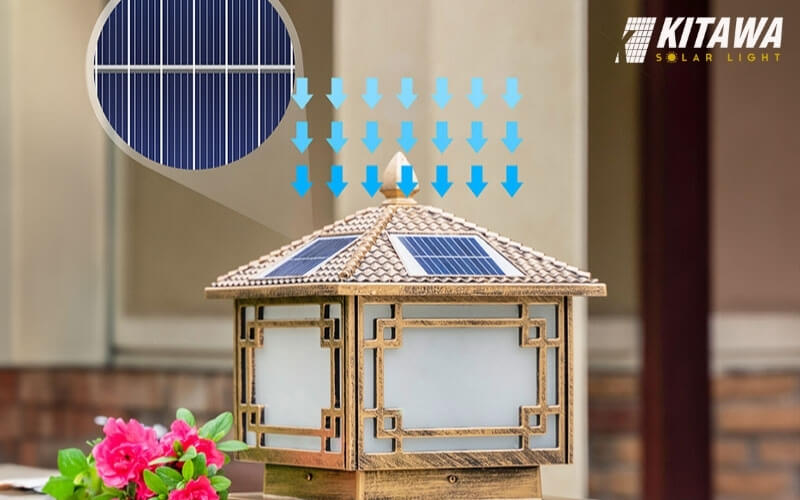 Tấm pin hút năng lượng mặt trời của đèn trụ