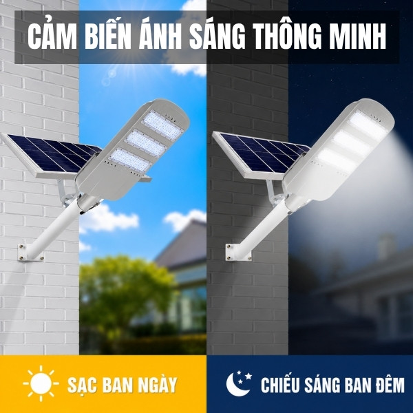 Đèn đường công trình năng lượng mặt trời 80W trang bị cảm biến ánh sáng thông minh