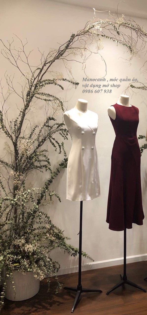 Manocanh nữ không tay, chóp bằng vải, chân gang đen