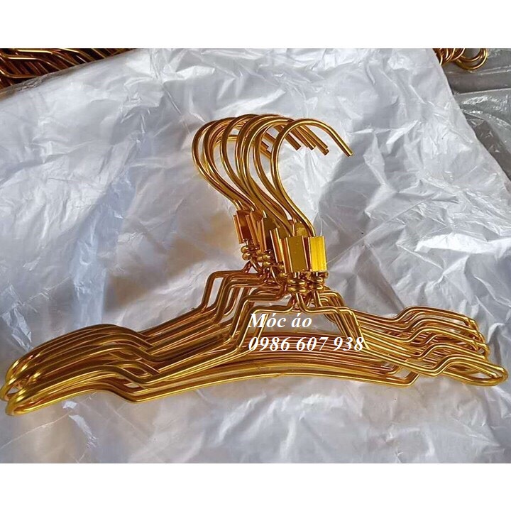 Móc áo nhôm đôi mạ vàng, loại móc trơn