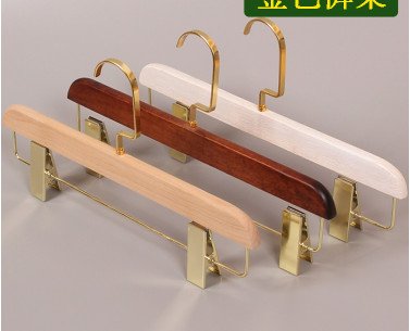 kẹp quần ngang gỗ trắng,đầu kẹp inoc vàng,