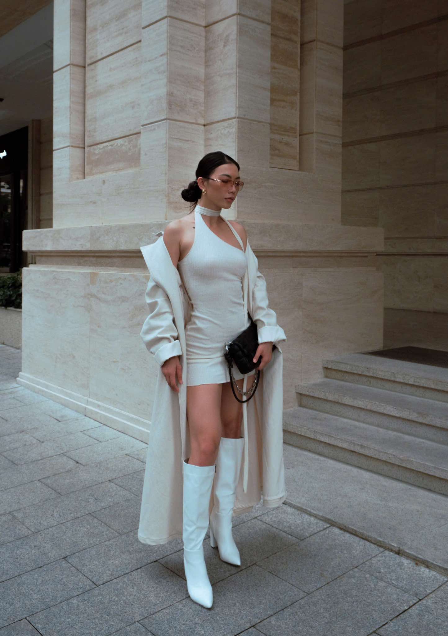 KNEE BOOTS DA MỜ MŨI NHỌN GÓT TRỤ