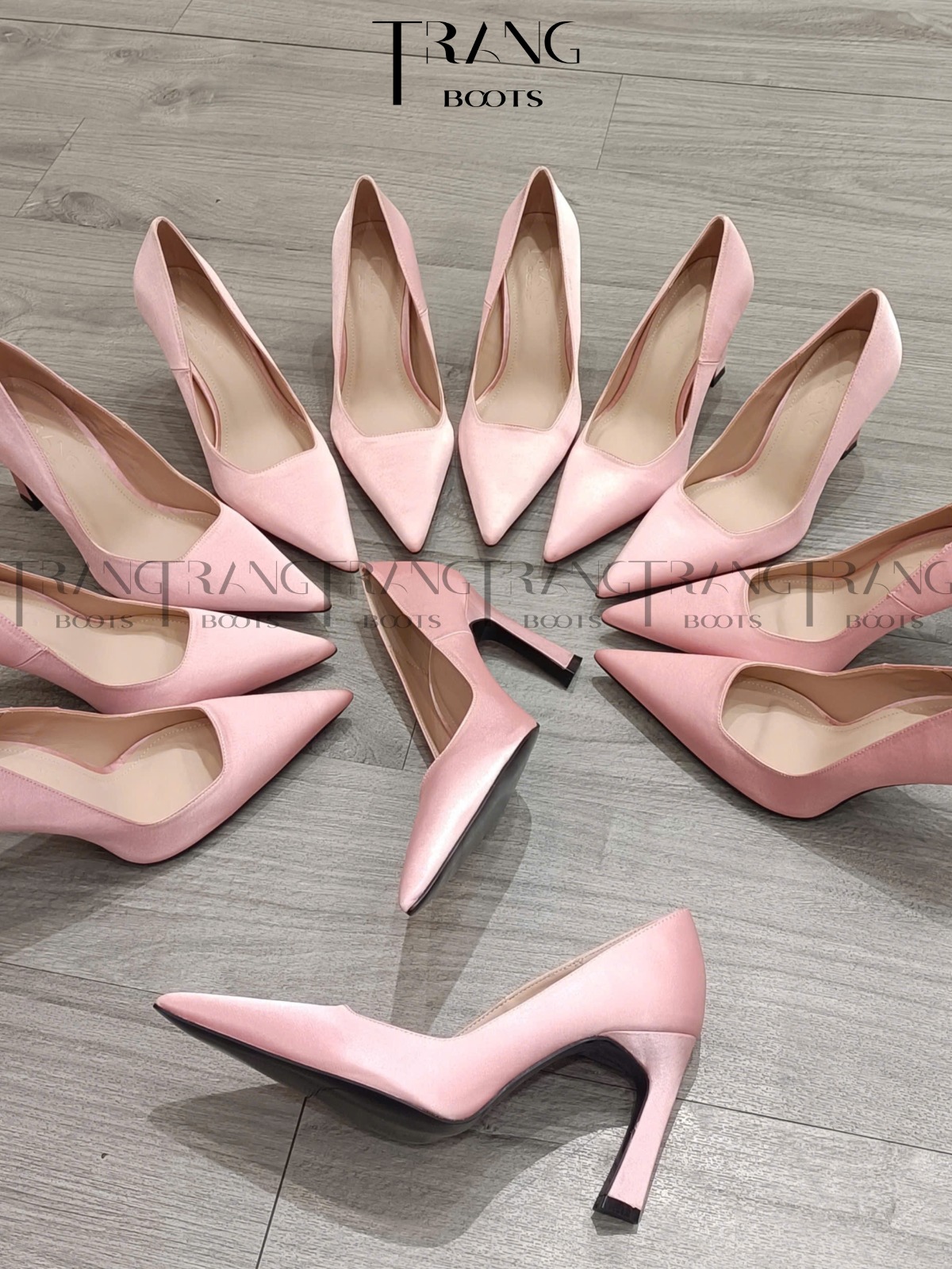 CHARLOTTE SATIN PUMPS - BLUSH ROSE