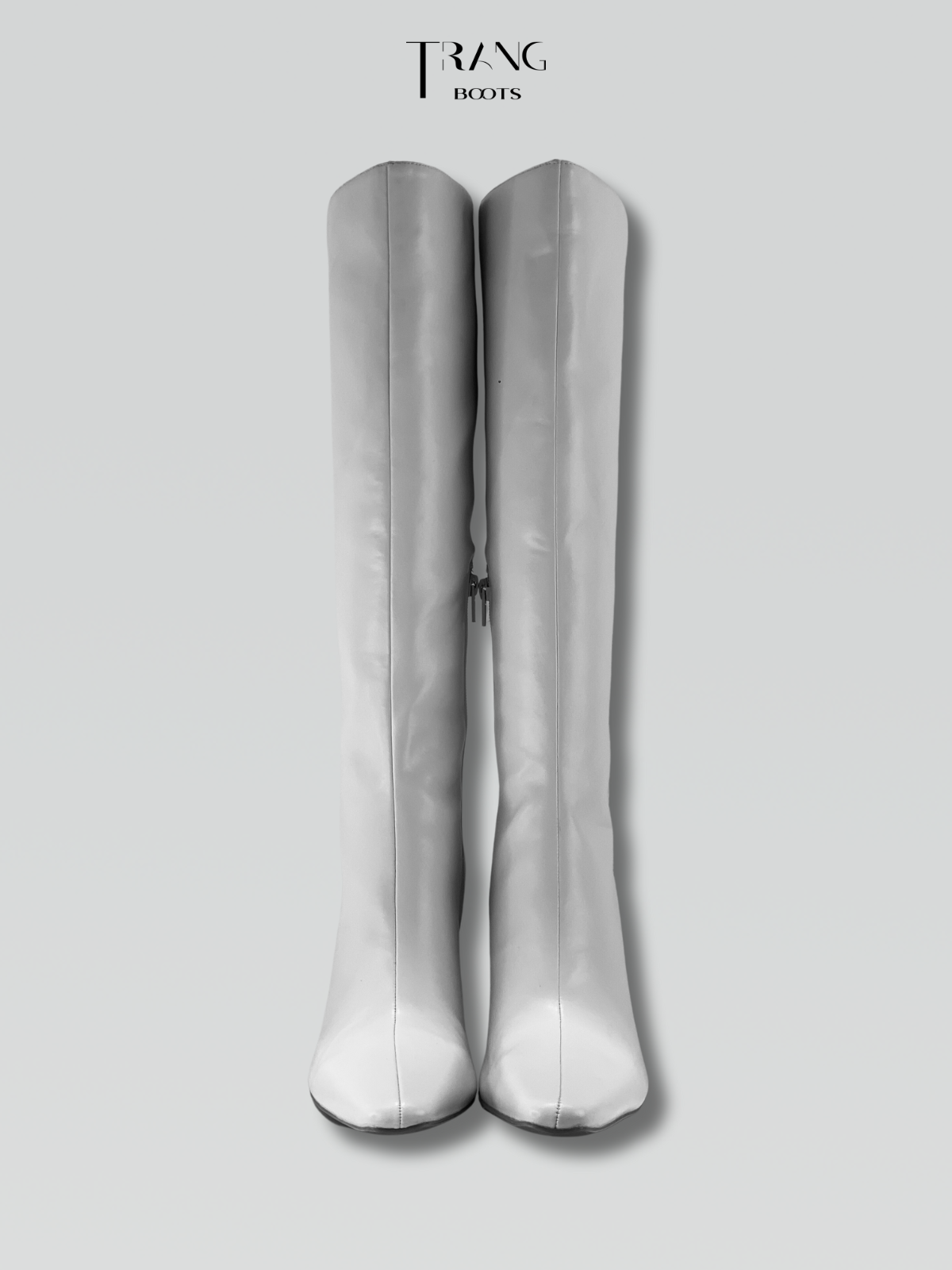 LEATHER KNEE BOOTS WHITE - BOOTS GỐI DA MỜ MÀU TRẮNG GÓT TRỤ