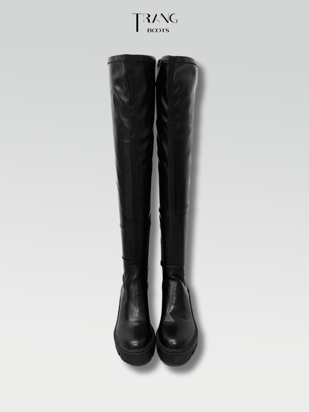LEATHER OVER KNEE BOOTS - BOOTS QUA GỐI DA MỜ MÀU ĐEN