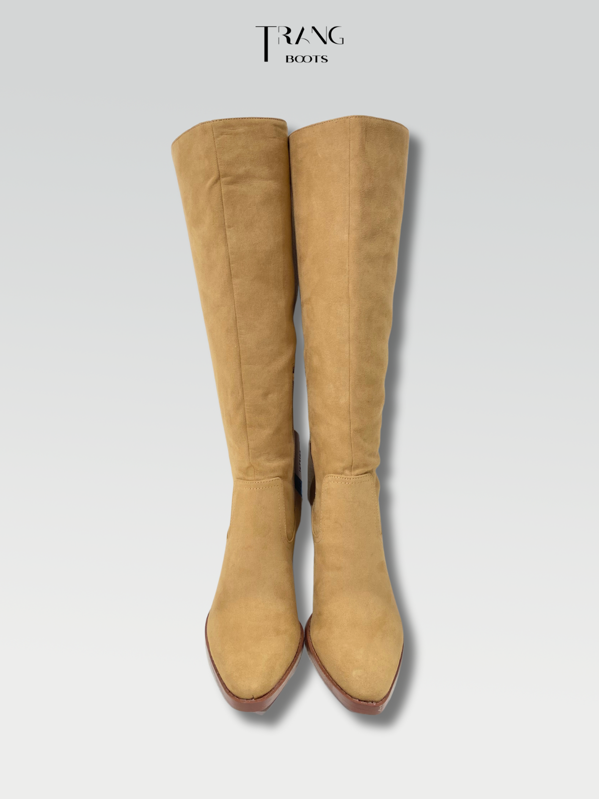 KNEE BOOTS SUEDE NUDE - BOOTS GỐI DA LỘN GÓT TRỤ MÀU BE