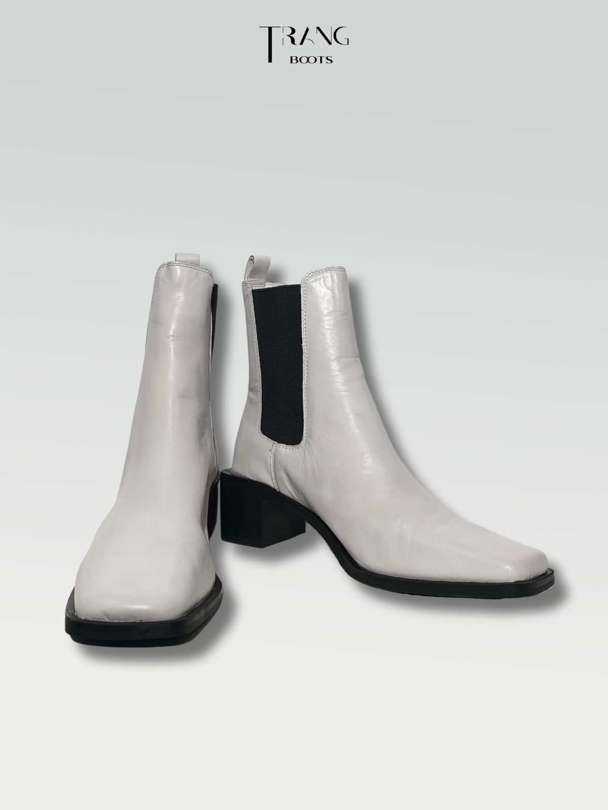 FOAL WHITE LEATHER CHELSEA BOOTS - BOOTS CHELSEA TRẮNG FOAL DA THẬT