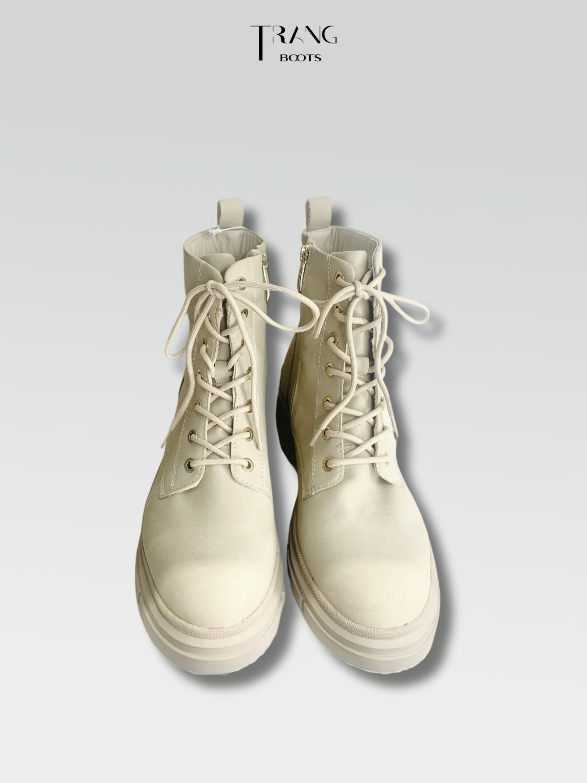 TAMARIS LACE UP COMBAT BOOTS FEMALE - TAMARIS COMBAT BOOTS DA LỘN MÀU BE