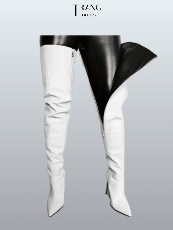 OVER KNEE BOOTS GÓT NHỌN MŨI NHỌN TRẮNG
