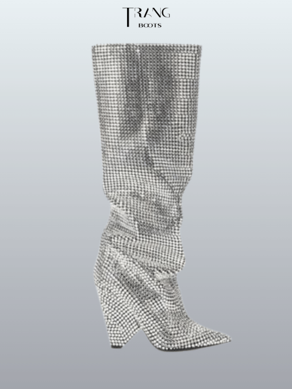 KNEE BOOTS DA ĐÍNH PHA LÊ GÓT TRỤ KHỐI