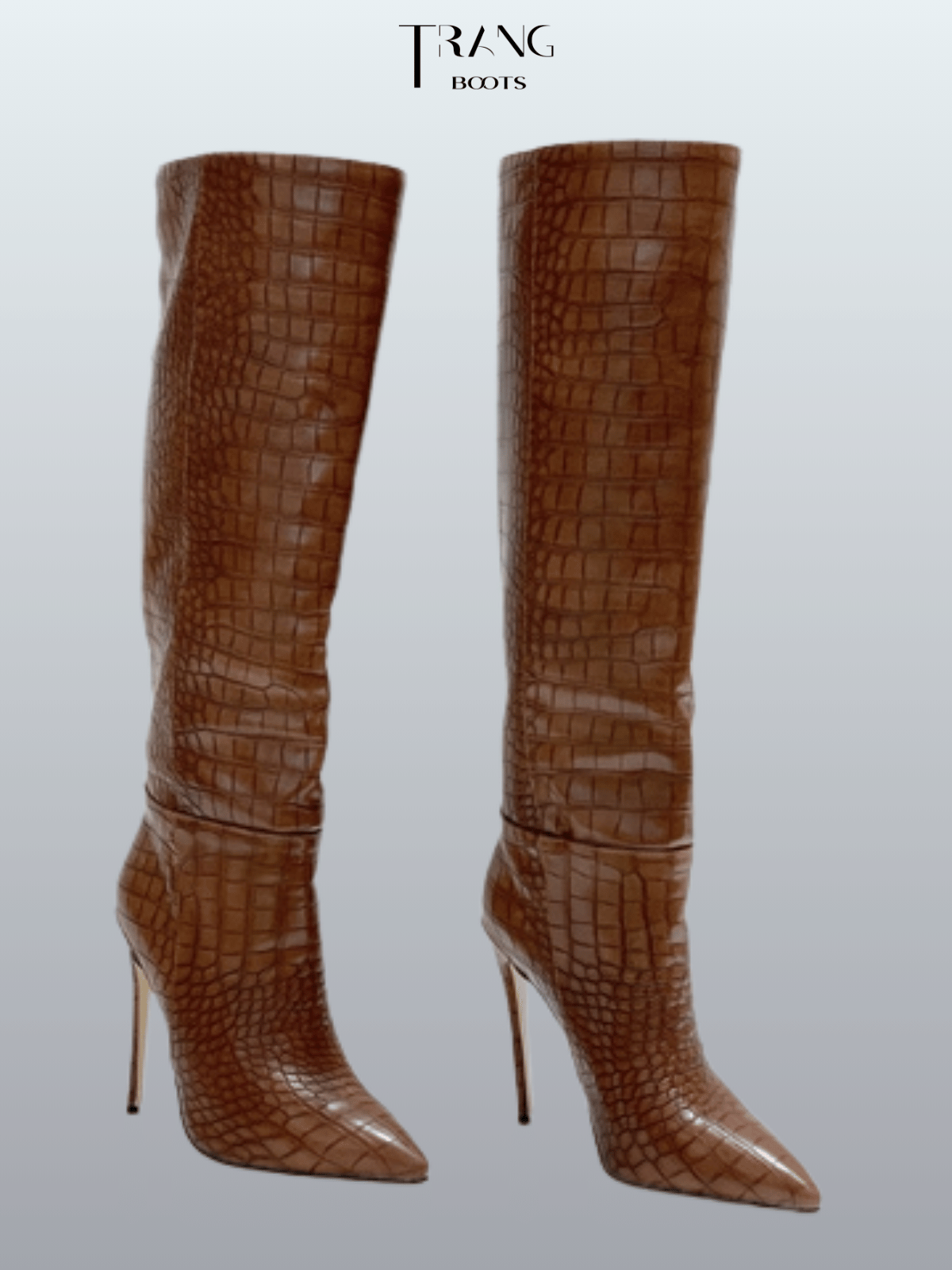 KNEE BOOTS MŨI NHỌN DA RẮN GÓT NHỌN