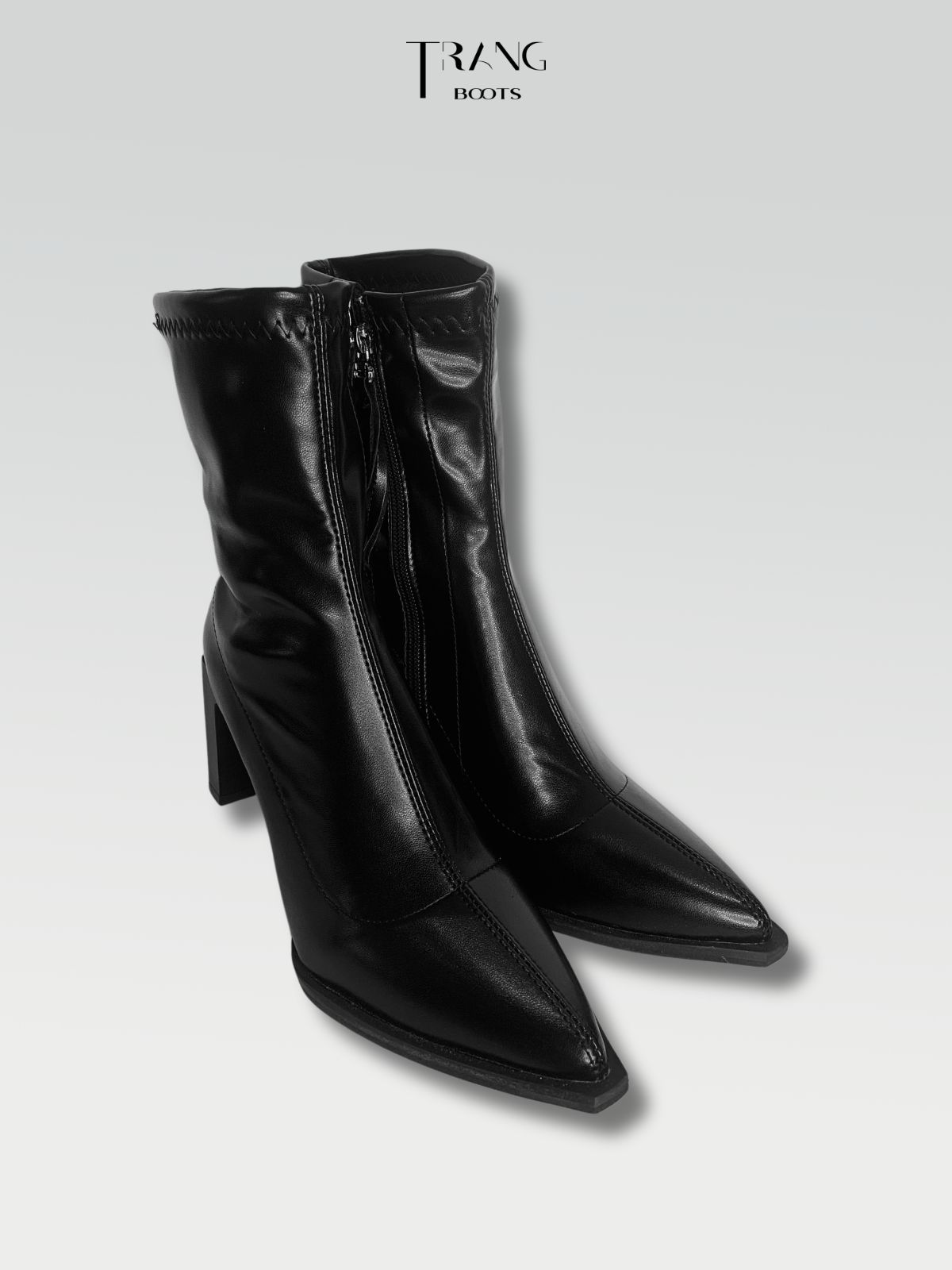 ANKLE BOOTS MŨI NHỌN DA MỜ MÀU ĐEN