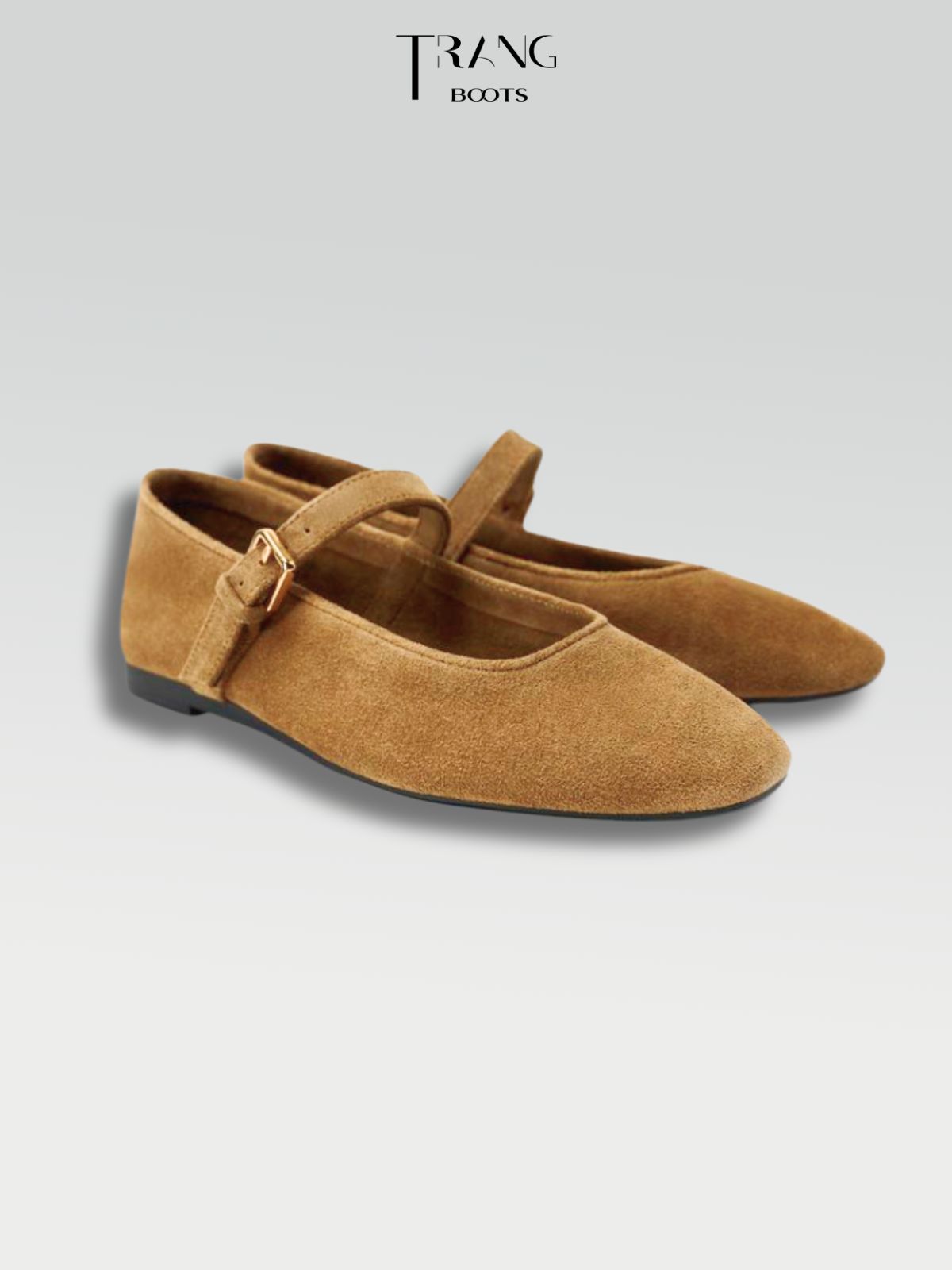 GIÀY MARY JANES BỆT DA THẬT MÀU NÂU