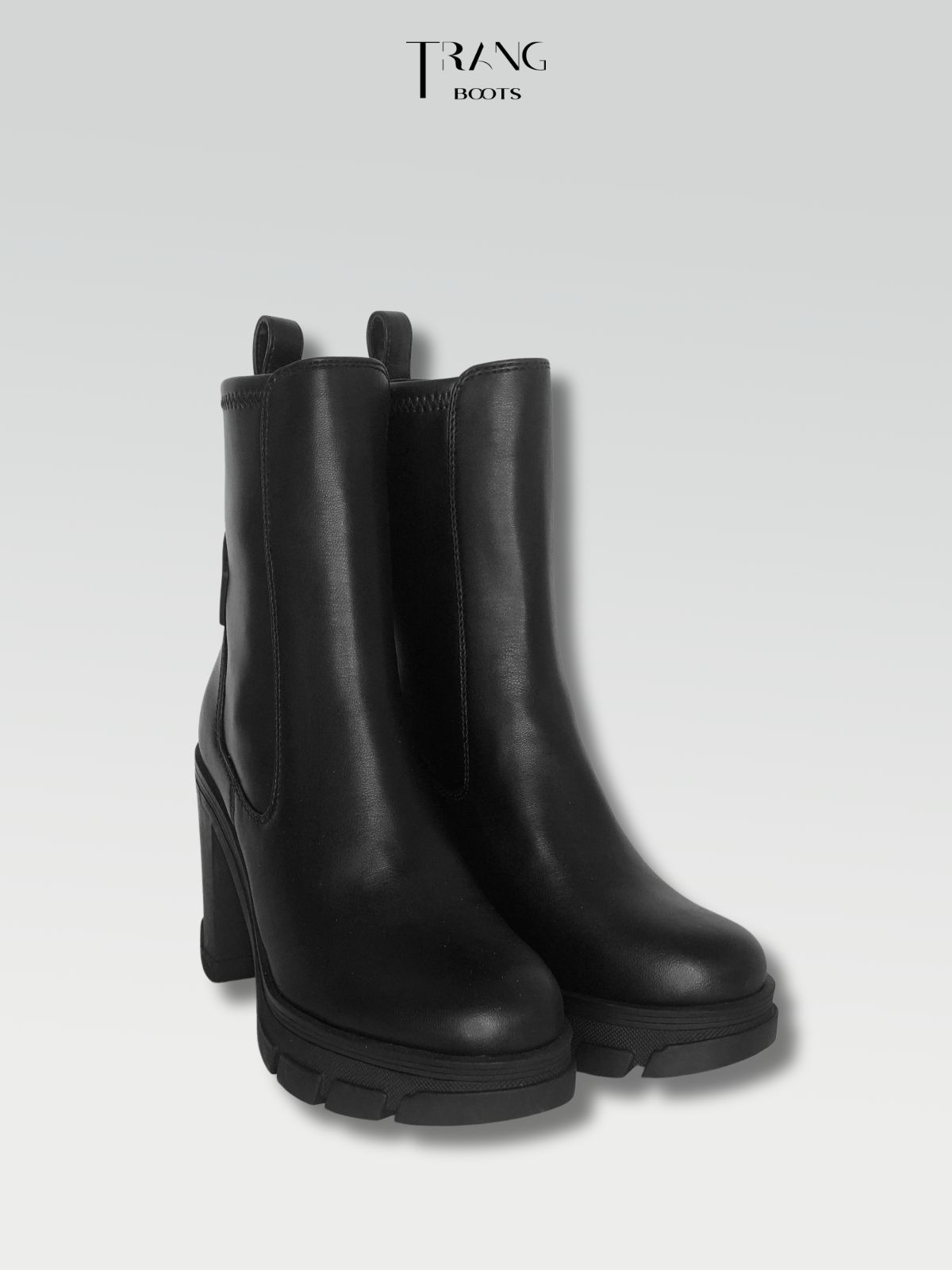 HIGH HEELS BOOTIE - BOOTS CAO GÓT ĐẾ TRỤ CỔ CAO MŨI TRÒN