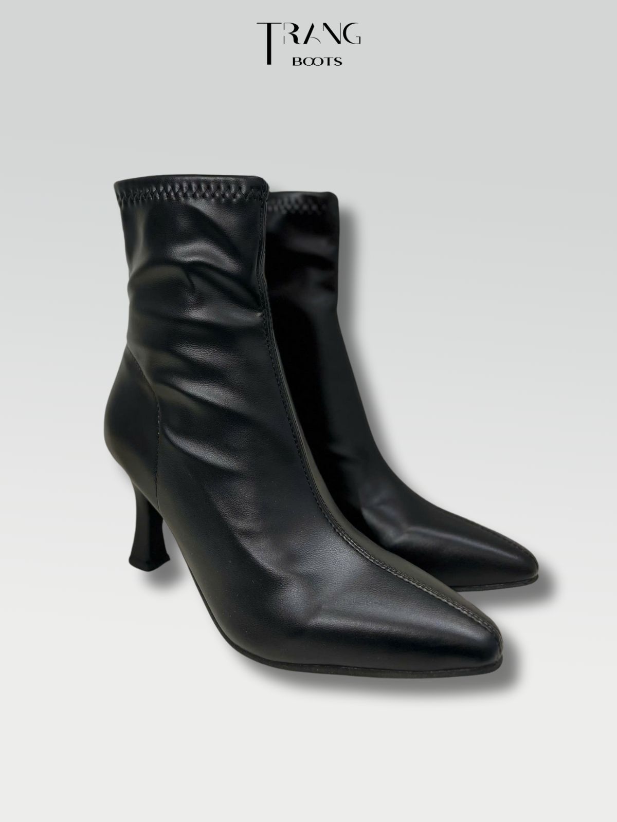 ANKLE BOOTS GÓT NHỌN DA MỜ MÀU TRẮNG KEM