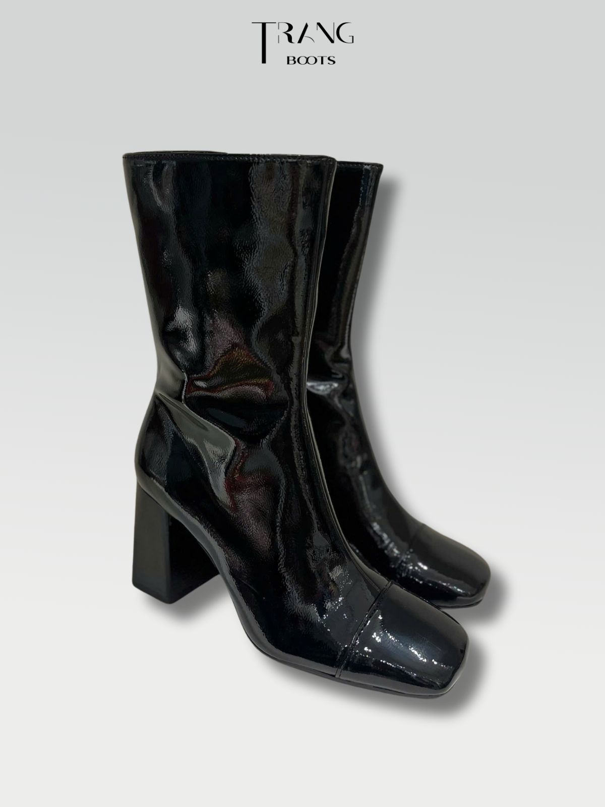 ANKLE BOOTS ZARA ĐẾ TRỤ DA BÓNG