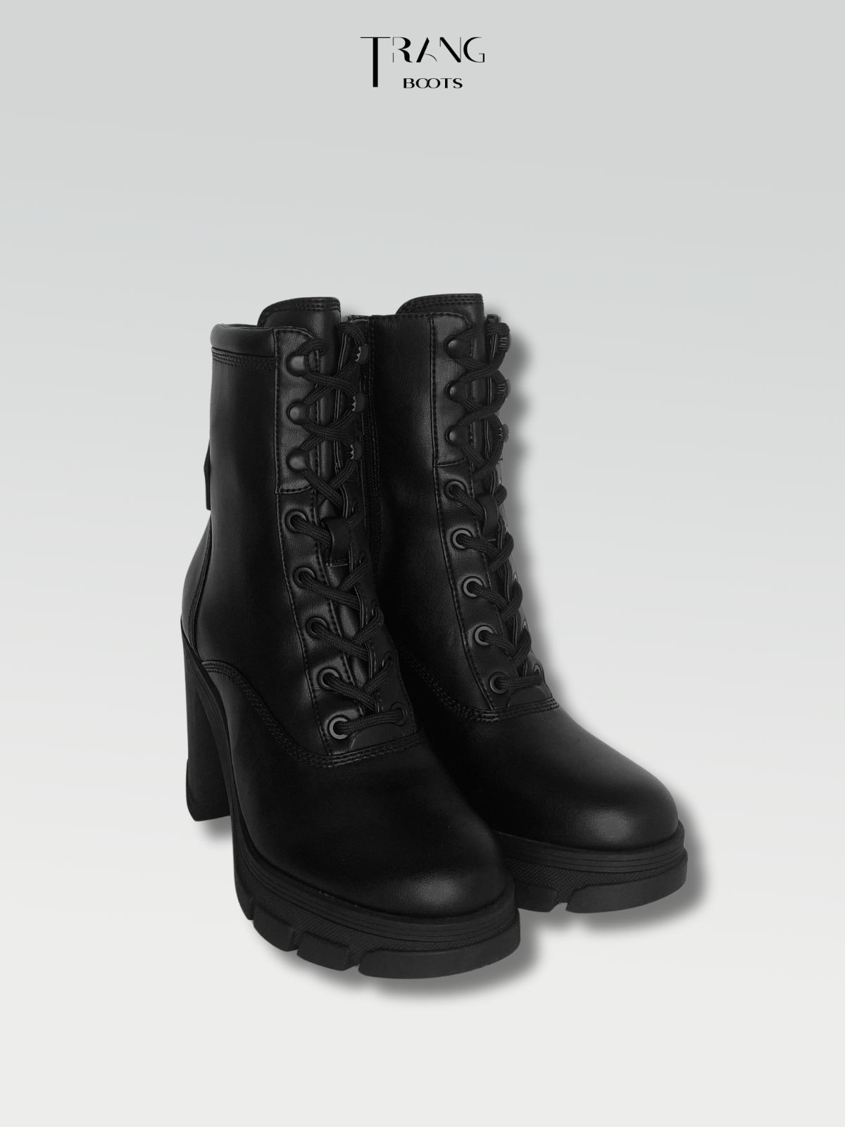 HIGH HEELS BOOTIE - BOOTS CAO GÓT ĐẾ TRỤ CỘT DÂY CỔ CAO