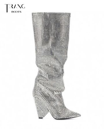 KNEE BOOTS DA ĐÍNH PHA LÊ GÓT TRỤ KHỐI